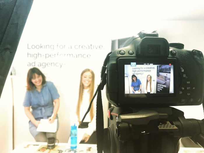 Sarah and Nicola talking in front of the camera