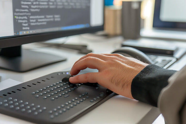 Modern Braille display device connected to a computer