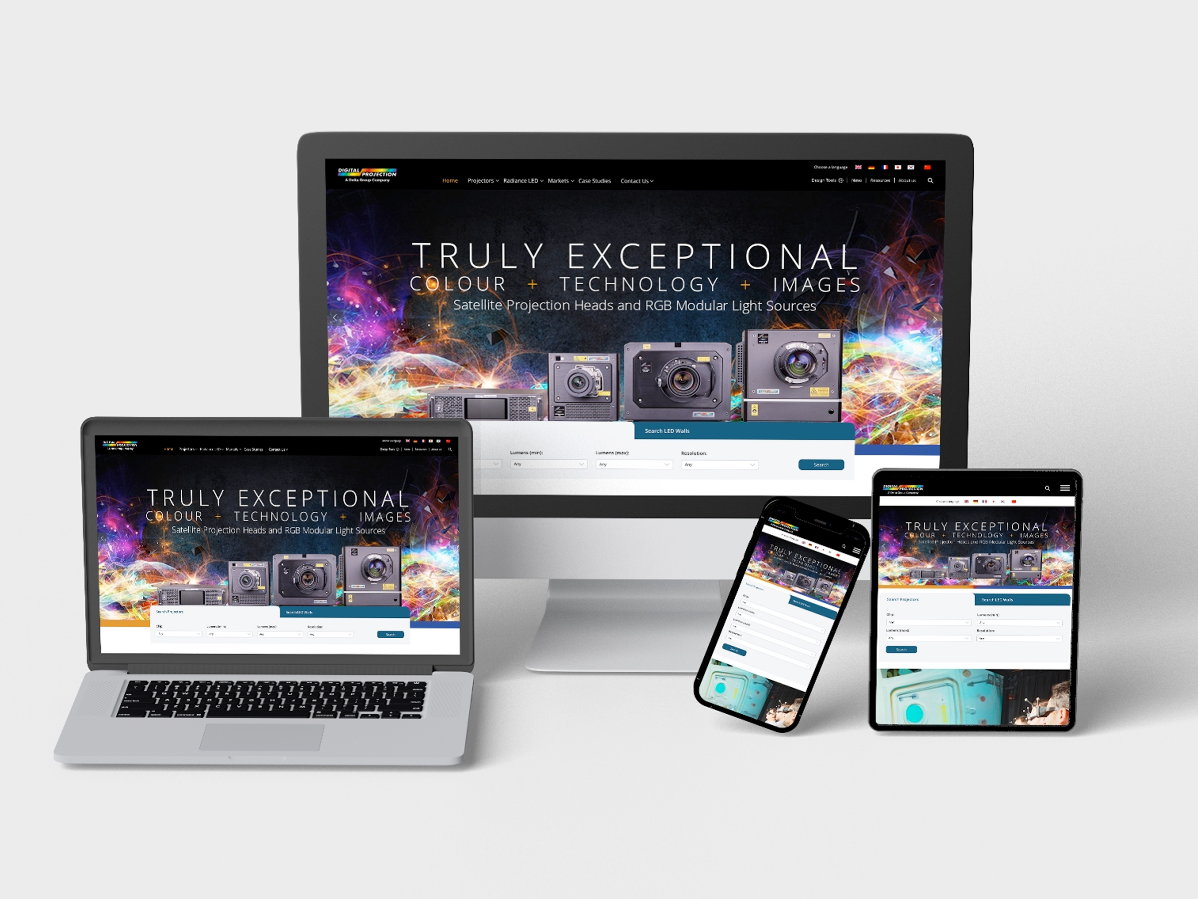 Digital Projection website developed by Cornerstone